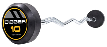 Комплект изогнутых фиксированных штанг, обрезиненных (5 шт.) от 25 до 45 кг. Hasttings Digger HD51G2B-25-45