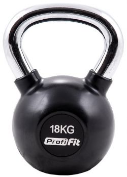 Гиря обрезиненная с хромированной ручкой 18 кг. Profi-Fit
