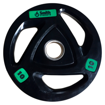 Диск для штанги c 3-м хватом, обрезиненный, втулка из нержавеющей стали, Smith WP085 10 кг