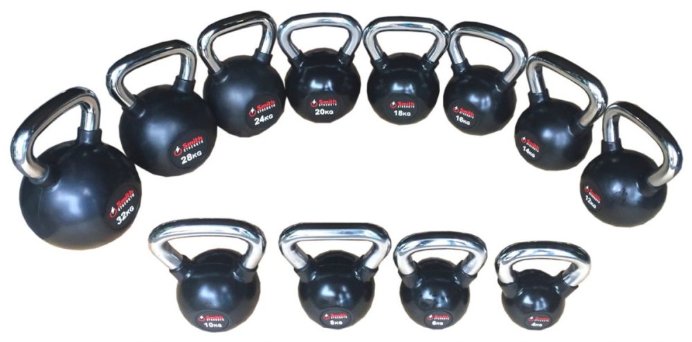 Стальная обрезиненная гиря со стальной рукояткой Smith, 24 кг