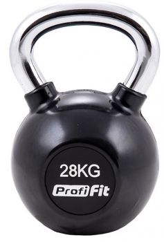 Гиря обрезиненная с хромированной ручкой 28 кг. Profi-Fit