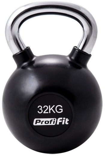 Гиря обрезиненная с хромированной ручкой 32 кг. Profi-Fit - фото 1