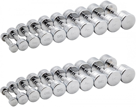 Гантельный ряд CHROME 1-10 кг (10 пар) Profi-Fit - фото 1