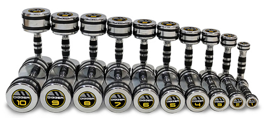 Комплект хромированных гантелей 10 пар от 1 до 10 кг Hasttings Digger HD51D5B-1-10 - фото 1