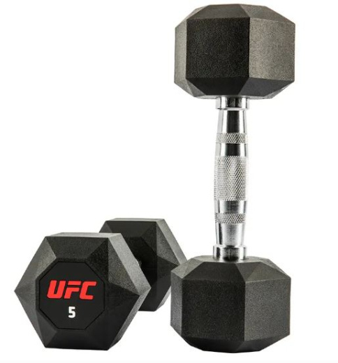 Комплект обрезиненных октогональных гантелей 10 пар от 2,5 до 25 кг. UFC - фото 4