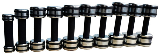 Набор хромированных гантелей с обрезиненной рукояткой (10 пар) Smith DB126 1-10 кг, шаг 1 кг - фото 2